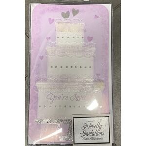 Novelty‎ Cake Card  Wedding Birthday Invitation Card Purple Tower Cake